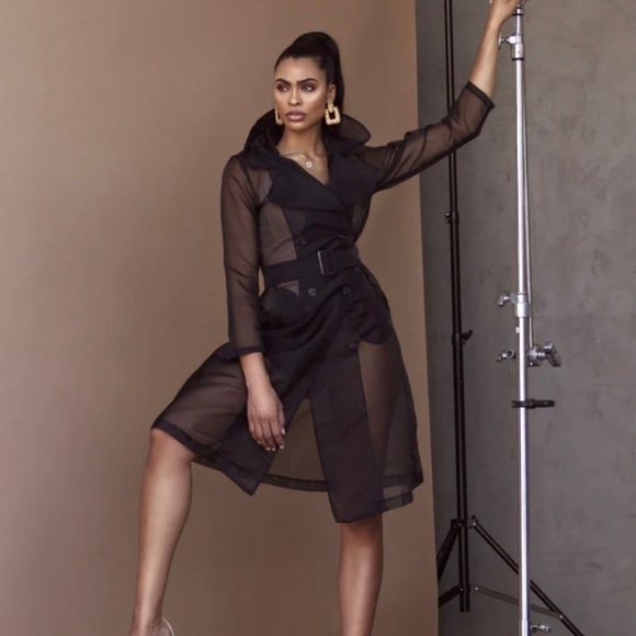 JLUXLABEL BLACK CORNWELL SHEER COAT - Picture 3 of 4